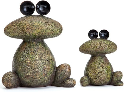 Bits and Pieces - Two Frogs Garden Sculptures for Lawn or Patio - Waterproof Garden Decor Set - Frog Statues Minimalistic Design