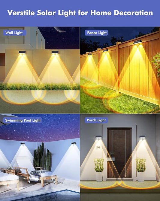 Solar Fence Lights Outdoor 12 Pack, IP65 Waterproof Fence Lights Solar Powered, 3 Modes(Warm/Neutral/Cool White) Solar Deck Light with Auto ON/OFF, LED Lens for Deck/Wall/Step/Patio/Pool/Backyard