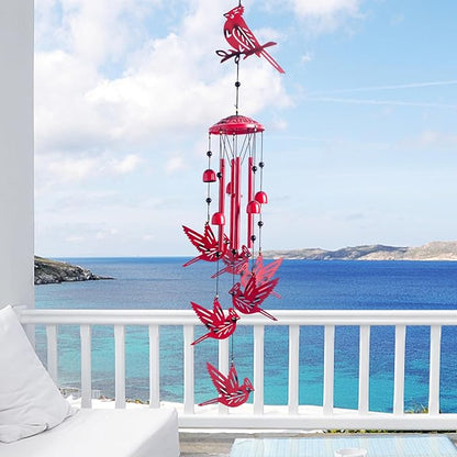 Cardinal for Women,Wind Chimes Outdoor Cardinal Birthday Gifts for Men/Mom/Grandma R ed Bird Metal WindChimes Outside/Indoors, Lawn, Patio, Garden Decor, Yard Decorations