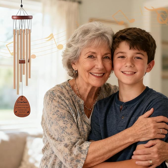 Grandma Gifts Wind Chimes - Grandma Birthday Christmas Mothers Day Retirement Gifts Ideas, Grandmother Wind Chime Presents from Granddaughter Grandson Grandkids