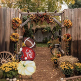 hogardeck Fall Decorations for Home Outdoor, 32" Decorative Garden Stakes with 3 Stacked Pumpkin Football Helmet for Fall Decor, Metal Yard Signs for Garden Home Lawn Patio Thanksgiving Decorations