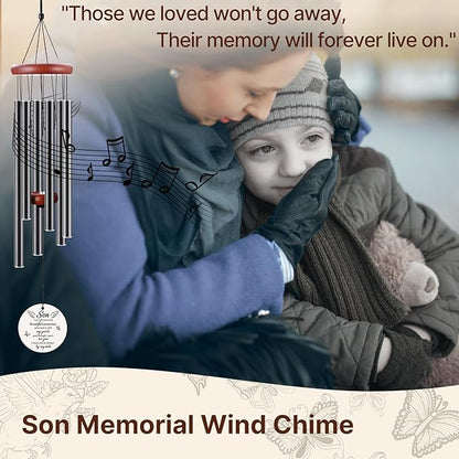 BeauGift Memorial Gifts for Loss of Son, 32" Ceramic Wind Chimes for Loss of Son, Bereavement Remembrance Sympathy Gift for Loss of Son, Son Grieving Gifts
