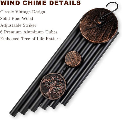 Large Wind Chimes for Outside, 48" Vintage Tree of Life Deep Tone Wind Chime Outdoor Clearance with Heavy Tubes, Patio Porch Garden Decoration, Memorial Gifts for Women Men Mom