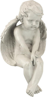 Design Toscano JE101261 Angel of Meditation Shelf Sitting Statue, 13 Inch, Polyresin, Antique Stone