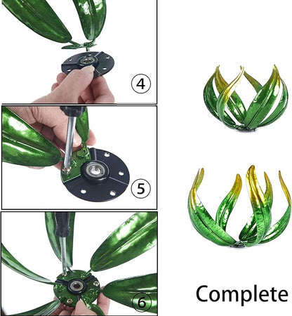Solar Hummingbird Tulips 69 Inch Wind Catcher for Yard Kinetic Wind Spinner with Garden, Metal Windmill-Kinetic Garden Decoration, 360 Swivel Hummingbird Tulips Outdoor Wind Sculpture Spinners