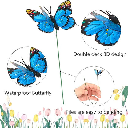 Augshy 75 Pcs Butterfly Garden Stakes - Party Decorations with Butterfly Designs for Garden Decor