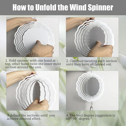 6 Pack 6inch Sublimation Wind Spinner Blanks 3D Aluminum Metal Wind Sculpture Kinetic Spinners for Yard and Garden Indoor Art Ornaments Hanging Decoration (Classics)