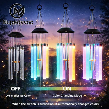 38” Bubble Column Aluminum Tube Solar Light LED Wind Chime for Outside, Weather Resistant Outdoor Garden Patio Soft Tone Decor, Ideal Gift for Birthday, Mother's Day, Meditation, Relaxation