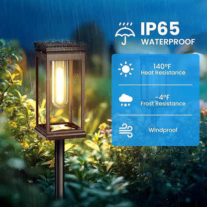 Upgraded Square Solar Pathway Lights Outdoor 8 Pack, IP65 Waterproof, Solar Lights Outdoor Pathway Square with Auto On/Off Warm White LED, 12-14H Landscape Lighting for Walkway Garden Driveway Decor