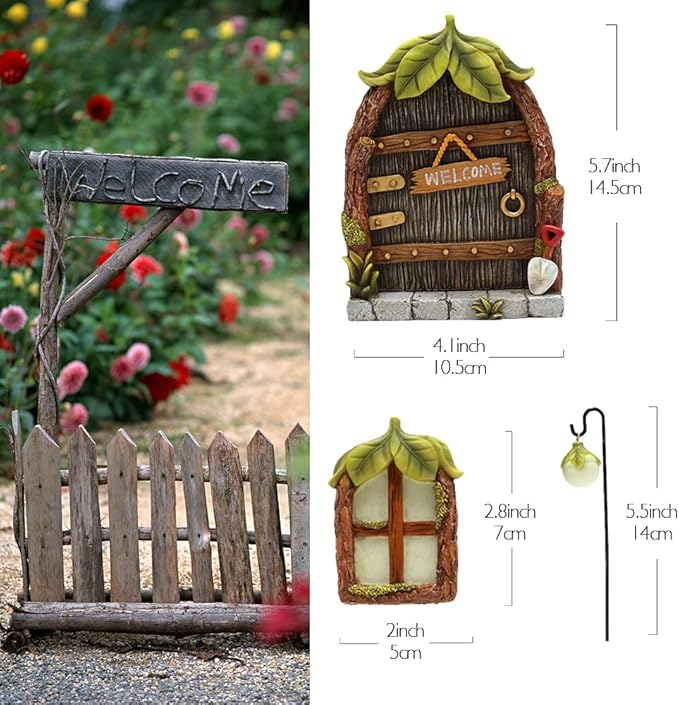 Outdoor Statues Garden Decoration,Garden Sculpture Figurine,Yard Statuette Garden Accessories Resin Statues,Gardening Supplies Garden Statuary Ornament,Trees Decoration Glow in The Dark