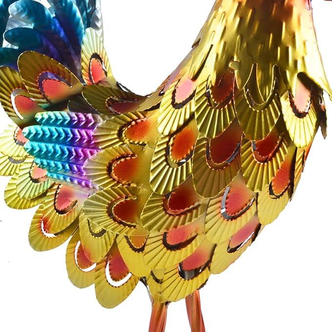 Metal Rooster Statue Garden Chicken Sculpture Decoration Metal Yard Art for Yard Outdoor Indoor Decoration (#G)