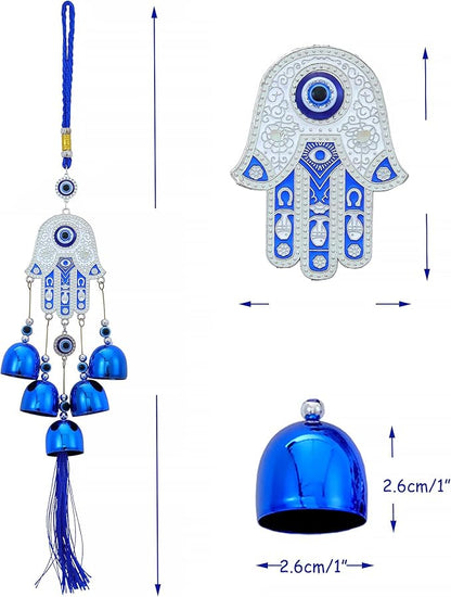 BWINKA Blue Evil Eye Hanging Decoration Ornament Metal Wind Chimes for Home Garden Gift Decoration(EYE-ZY66)