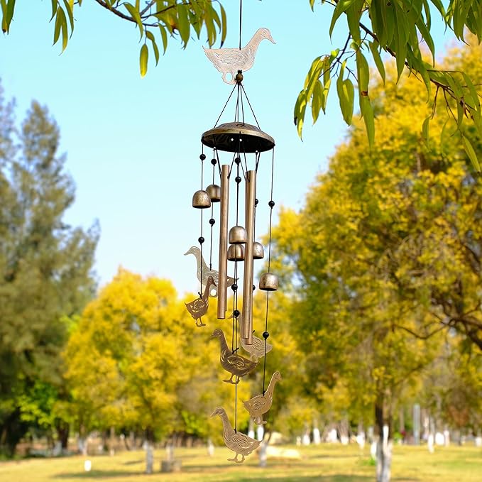 GDNSFIT Duck Wind Chimes for Outside, Metal Windchimes Outdoors, Duck Gifts for Women/Men, Memorial/Birthday Gifts, Garden Decor for Outside, Patio or Yard, Durable Chimes for Outdoors