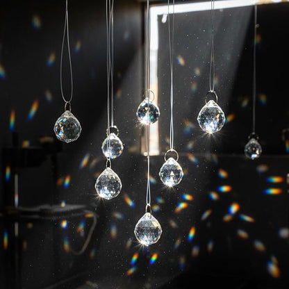 48pcs 20mm Clear Crystal Ball Prism with 48 Rings, Sun Shine Catcher Rainbow Pendants Maker Hanging Crystals Chandeliers Prisms for Windows Gift