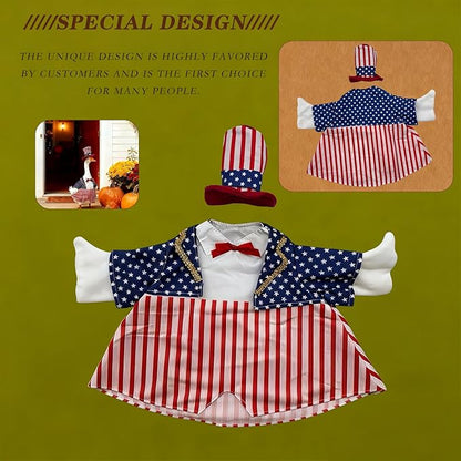 Independence Day Style Cute Outfit for 23-Inch Cement Goose – Outdoor Garden Yard Porch Decor