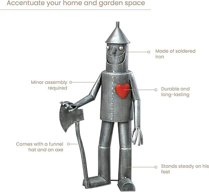 Bits and Pieces - 30.5” Tall Tin Woodsman with a Heart Garden Statue - Yard Decorations - Outdoor Sculptures - Garden Decor - Tin Man Yard Art