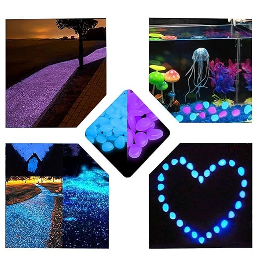 Glow Stone Glowing in the Dark Pebbles Outdoor Decor Walkway Gravel Rocks Decoration (Pink in Daytime, Purple in the Dark)