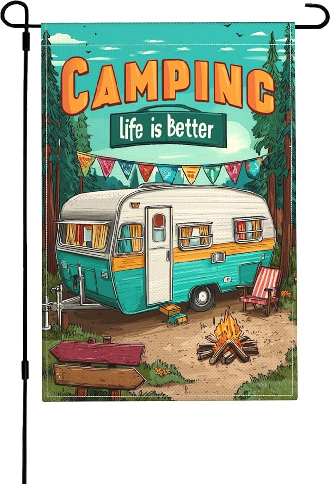 Camping Garden Flag Seasonal Double Sided 12 x 18 Inch Small Yard Flag for Indoor Outdoor Decor Holiday All Seasons