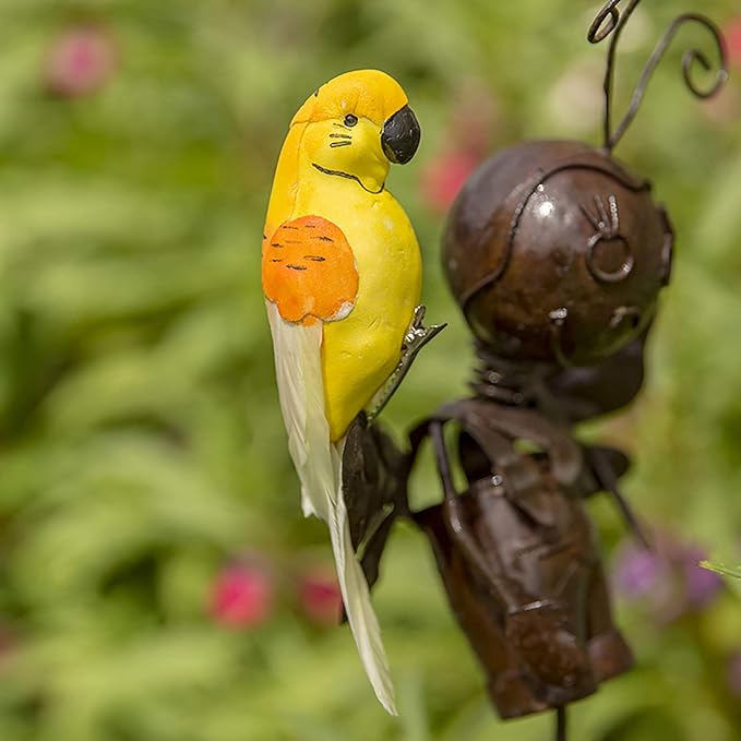 Berfutall-Feather Parrot Bird Decor 6" DIY Craft for Wedding Decoration Home Garden Party Set of 6pcs with Metal Clip
