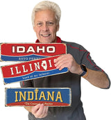 SmartSign 4 x 14 inch Indiana State Vintage Metal Sign “Crossroads Of America”, 40 mil Rustproof Aluminum with Clear Overcoat, Retro Wall Décor, Multicolor, Made in USA