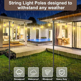 MuliVid 2 Pack 10FT Lighting Hanging Pole for Outside, Waterproof Hardened Metal Outdoor String Light Poles for Patio, Garden, Bistro, Wedding, Parties