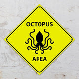 Octopus Crossing Xing Sign Beware of Octopus Metal Sign Ocean Animal Funny Warning Sign Crossing Zone Sign for Farm Yard Front Door Indoor Outdoor Street Sign 15x15in