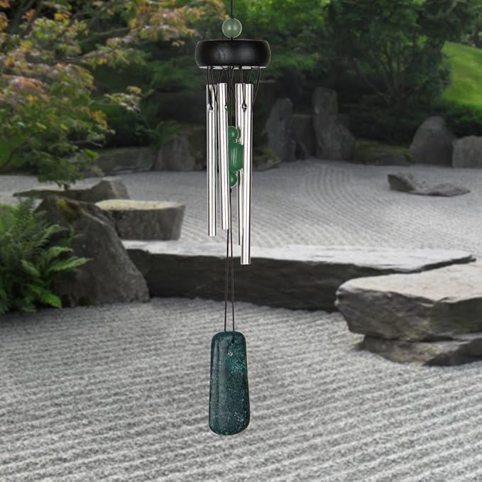 Woodstock Chimes Signature Collection, Precious Stones Chime, 12'' Jade Décor Designs - Small Chimes Wind Chimes for Outdoor, Patio, Home or Garden Décor (PSJ)