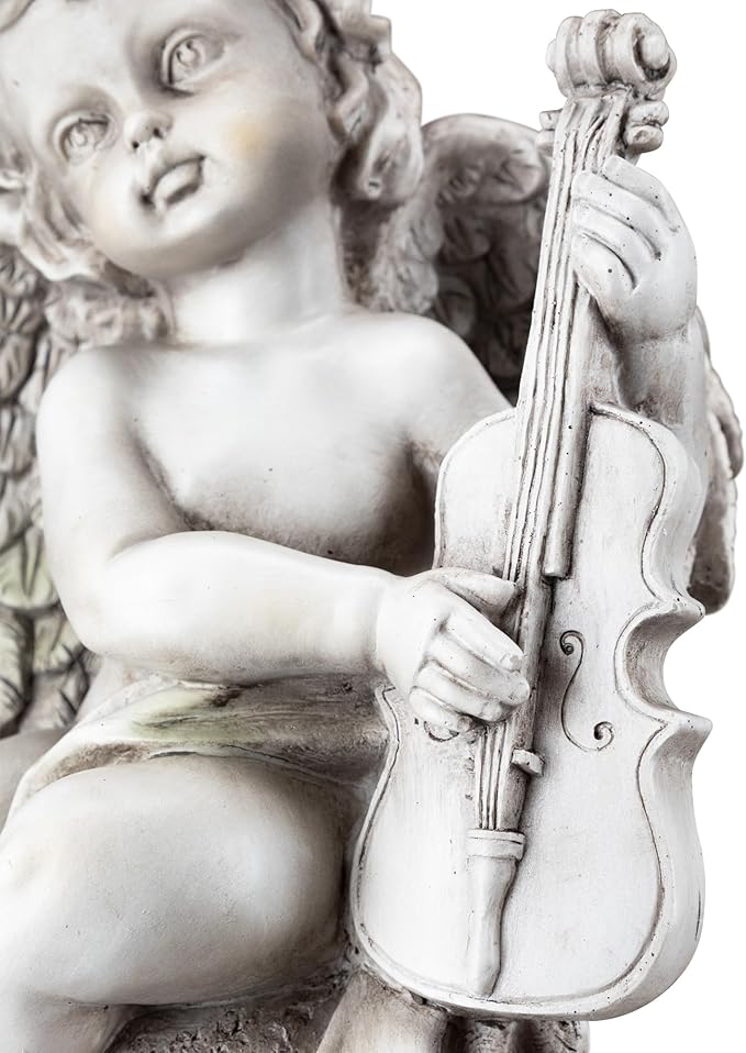 Northlight 14.75" Set of 2 Cherub Angels with Instruments Outdoor Garden Statues