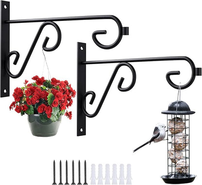 6Inch Hanging Plant Bracket 2Pack Metal Wall Hook,Anti-Rust Indoor Outdoor Wall Hangers for Bird Feeders, Planters, Lanterns, Wind Chimes,Doorplate.