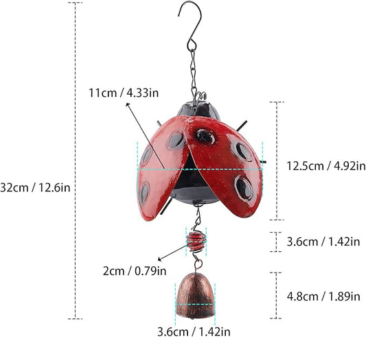 GORGECRAFT Metal Ladybug Wind Chime Lucky Wind Bell Rustic Home Ornaments for Garden Yard Patio Indoor Outdoor Hanging Decoration