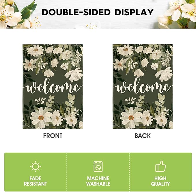AVOIN colorlife Daisy Spring Flowers Garden Flag 12x18 Inch Double Sided Outside, Seasonal Floral Welcome Yard Outdoor Flag