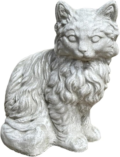 Solid Rock Stoneworks Furry Cat Concrete Garden Statue, 11 Inches Tall, Memorial