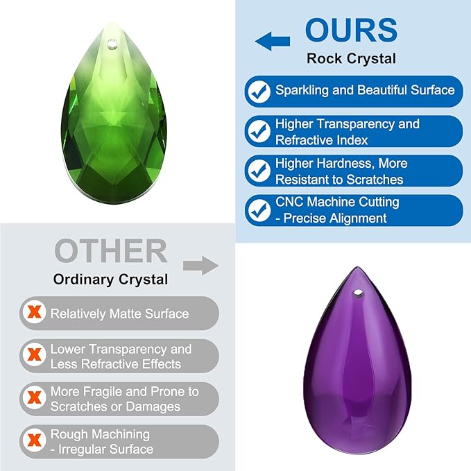 PATIKIL Teardrop Crystal Chandelier Pendants Beads, 6 Pack 120mm Length 38mm Chandelier Prisms Parts Ornaments Hanging Beads for DIY Arts Crafts Decoration, Green