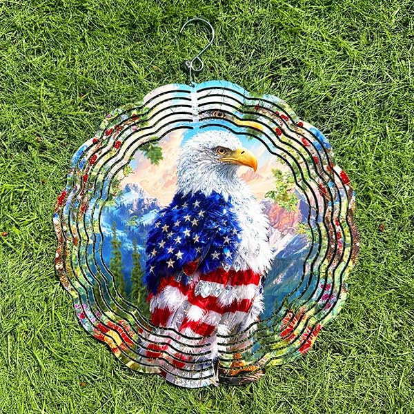Wind Spinners Majestic Eagle Nature Art 9.8 x 9.8 Inch Metal Wind Spinner Outdoor Garden Decor Bird Illustration Decorative Wind Spinners for Yard Patio