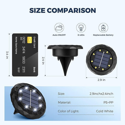 SOLPEX Mini Solar Ground Lights, 10 Pack Solar Lights Outdoor Waterproof, Landscape Lighting for Garden Pathway Driveway Walkway (Cool White)