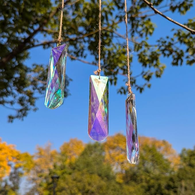 Crystal Prism Suncatcher DIY, 3pc Rectangular Prism Sparkling suncatchers for Windows Hanging, Car, Garden & Home Décor