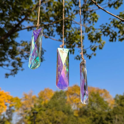 Crystal Prism Suncatcher DIY, 3pc Rectangular Prism Sparkling suncatchers for Windows Hanging, Car, Garden & Home Décor