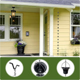 MyGift 10 ft Decorative Rain Chains with 15 Ribbed Bell Cups and V-Hook, Black Metal Rainwater Downspout Replacement for Outside House Gutter Drain Spout