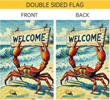 Welcome Crab Garden Flag Spring Summer Grden Flags Vertical Double Sided Small Burlap beach Patio Lawn Holiday Yard Outdoor Decorations 12x18 Inch