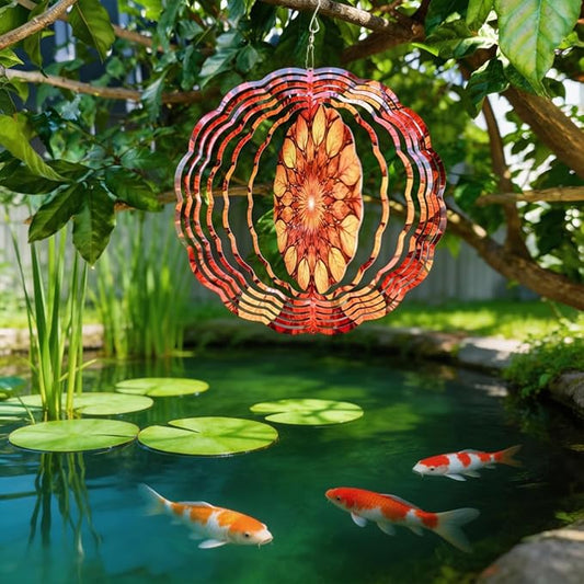 10x10 Autumn Leaf Mandala Spinning Wind Chime Fall Foliage Crystal Chimes Outdoor Garden Wind Spinner Mother's Day Thanksgiving Housewarming Gift