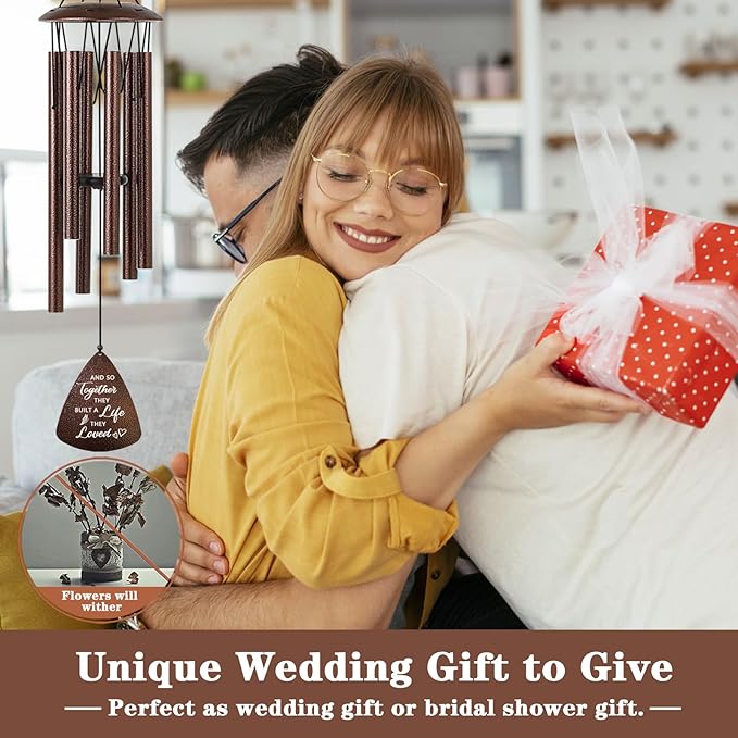 Wedding Gifts for Couples, 32" Bronze Wind Chimes Gift for Wedding Engagement Newly Wed, Bridal Shower Gift for Bride, Mr and Mrs Gifts