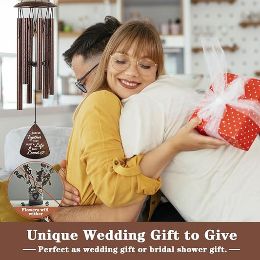 Wedding Gifts for Couples, 32" Bronze Wind Chimes Gift for Wedding Engagement Newly Wed, Bridal Shower Gift for Bride, Mr and Mrs Gifts
