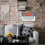 Danger Velociraptor Containment Warning Sign Dinosaur Park Movie Memorabilia Decor Indoor/Outdoor Home Bar Coffee Kitchen Wall Decor 8x12inch