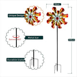 Outdoor Wind Spinner with Garden Stake 88.58" Metal Two-Way Wind Sculptures Solar Color Changing Lights Large Windmills for Garden,Patio,Yard,Lawn Decor Gifts Trumpet