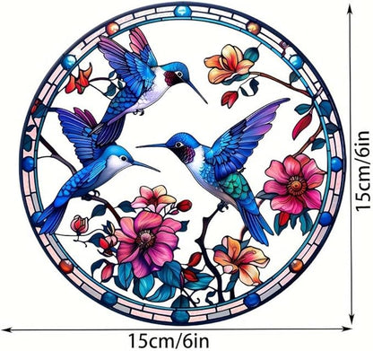 Hummingbird Suncatchers for Windows Hanging Garden Suncatcher Acrylic Window Hanging Panels Decor Gifts for Mom Friend Grandma Wife Housewarming Birthday Home 5.9 * 5.9inc/15 * 15cm (C)