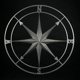 Zeckos Weathered Silver Finish Metal Nautical Compass Rose Wall Décor Hanging - Large 26 Inch Diameter Maritime Art Piece for Timeless Coastal Charm - Easy To Hang