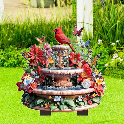 Hummingbird Flowing Water Garden Stake Decor, Butterfly Acrylic 2D Garden Decoration,Sculptures Ornament Garden Accessories for Outdoor Indoor Yard Lawn Pot Plants (Style B)