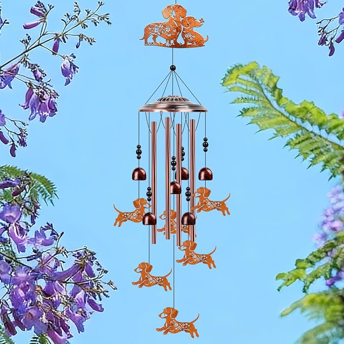 Dachshund Wind Chimes for Outside - Metal Windchimes Outdoors, Dachshund Gifts for Women/Men, Memorial/Birthday/Housewarming/Festival Gifts, Chimes for Garden Decor Patio Yard Outdoors
