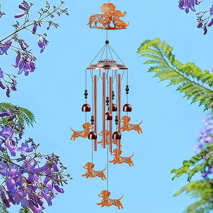 Dachshund Wind Chimes for Outside - Metal Windchimes Outdoors, Dachshund Gifts for Women/Men, Memorial/Birthday/Housewarming/Festival Gifts, Chimes for Garden Decor Patio Yard Outdoors