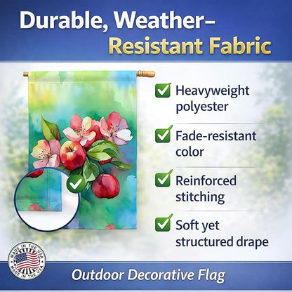 Caroline's Treasures Arkansas Apple Blossom in Watercolor House Flag Large Porch Sleeve Pole Decorative Outside Yard Banner Artwork Wall Hanging, Polyester, House Size, Multicolor